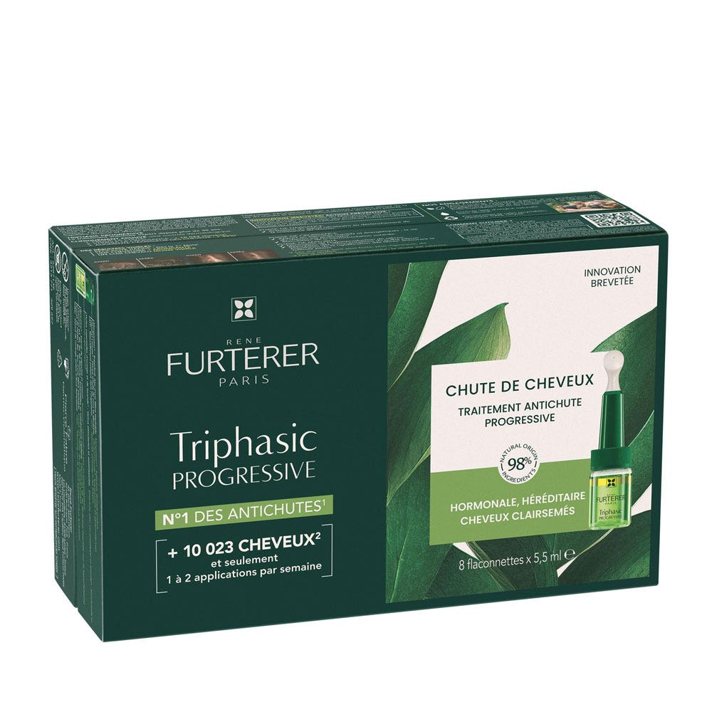 René Furterer Triphasic Traitement antichute progressive - Solution chute de cheveux 8 ampoules