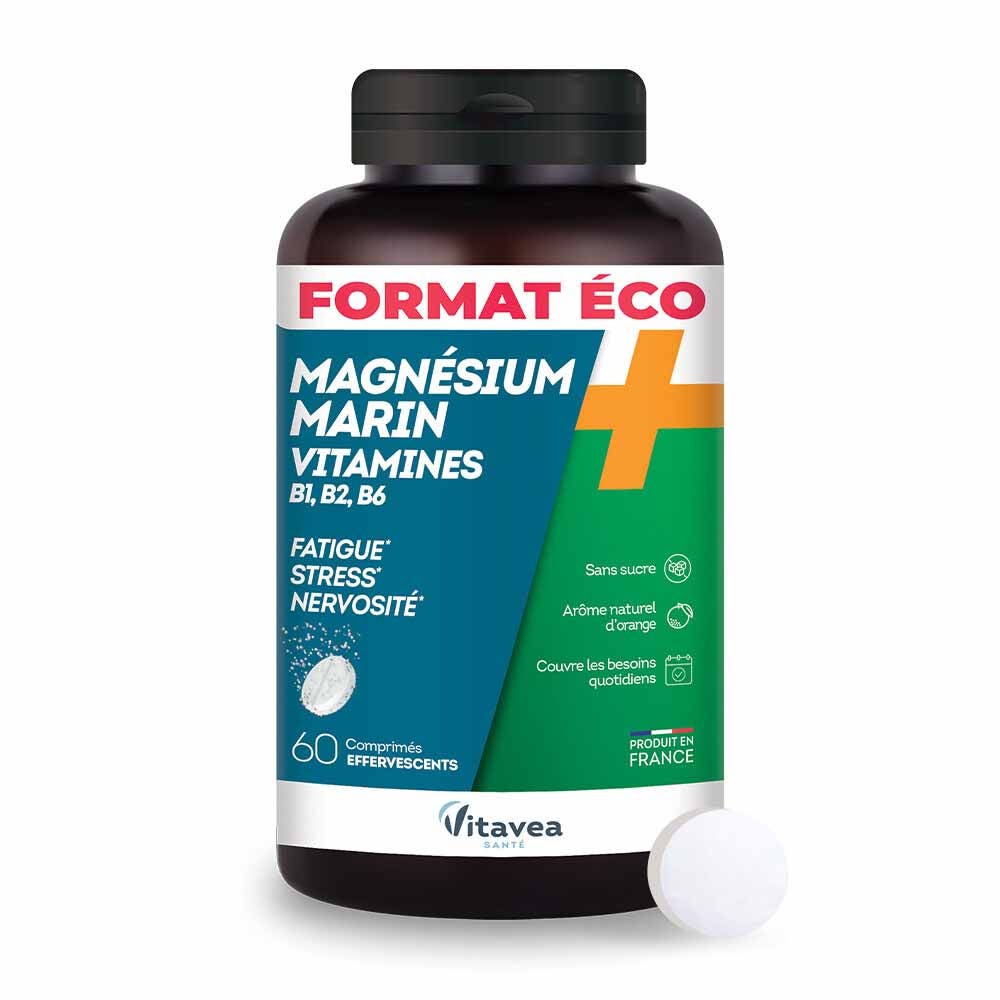 Vitavea Santé Magnésium + Vitamines B1, B2, B6 Fatigue Stress et Nervosité 60 comprimés