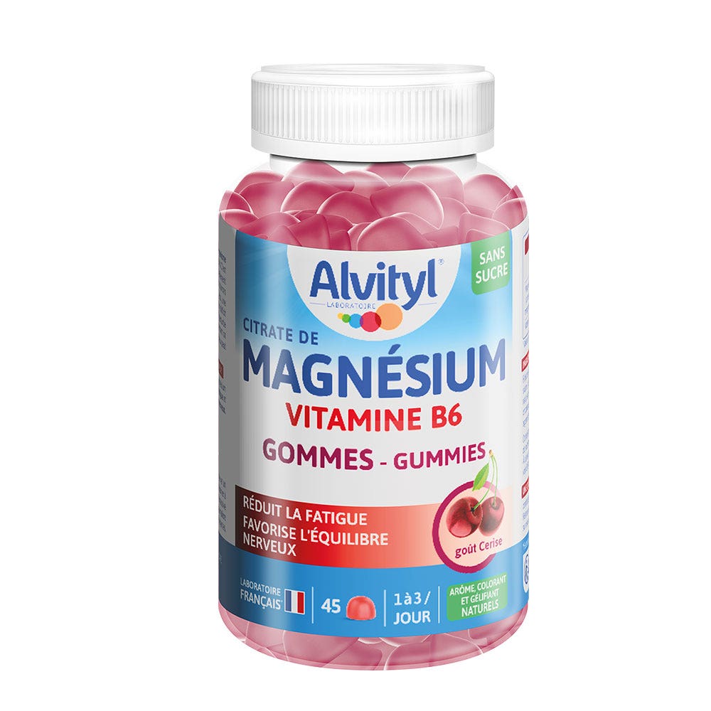 Alvityl Magnésium Vitamine B6 Goût cerise x45 gommes