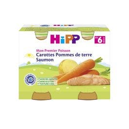 Petits Pots Mon Premier Poisson Des 6 Mois Carottes Pommes De Terre Saumon 2x190g Hipp Easypara